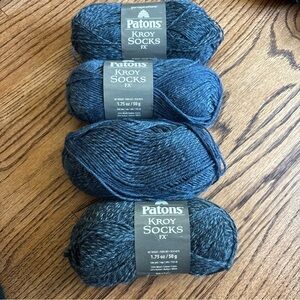 Patons Kroy Socks FX Yarn Lot of 4 Marl Cadet Colors Blue Color Changing NWT 6